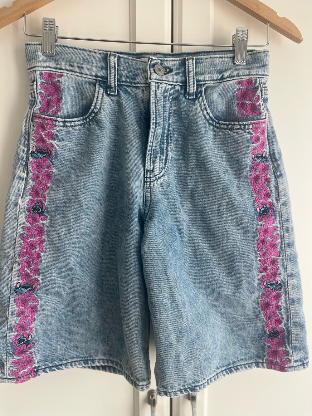 Disney Lilo and Stitch Light Blue Longline Jean Shorts by Gap